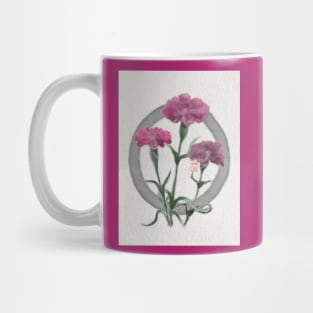 zen circle with sumiE watercolor pink carnations Mug